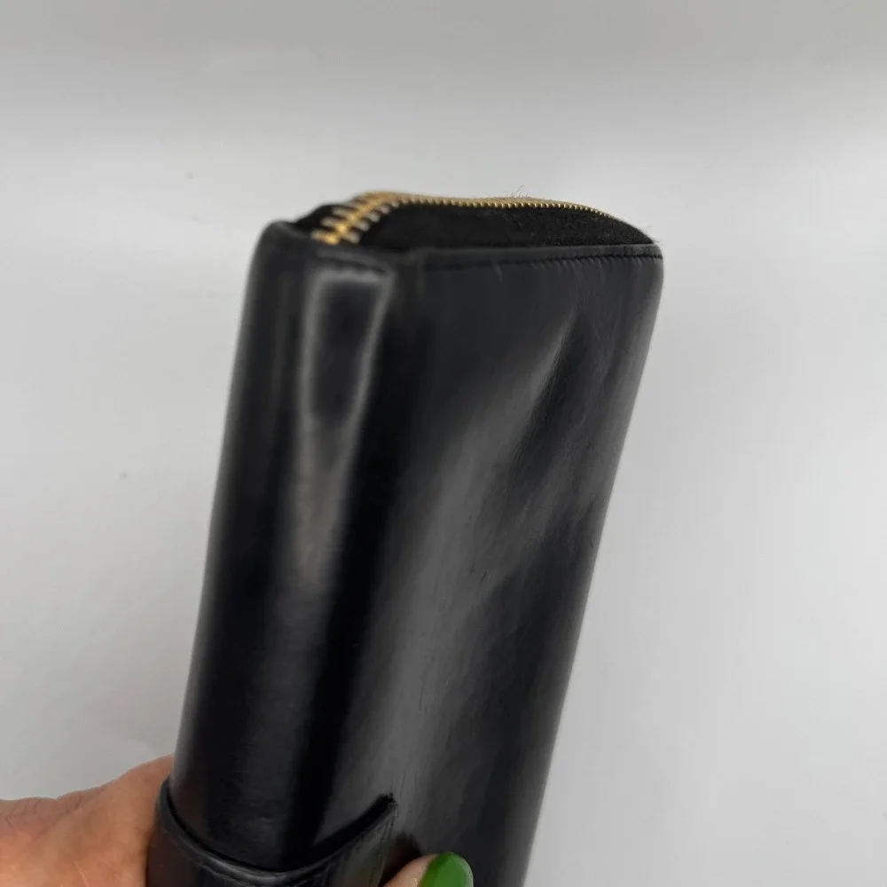 Saint Laurent‎ Paris Black Leather YSL Gold Hardware Zip Around Wallet